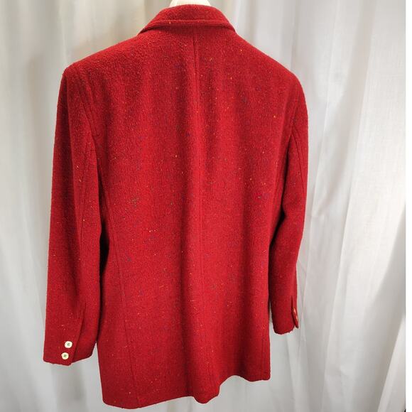Liz Wear Vintage Red Wool Blend Confetti Blazer, 14 - Picture 7 of 10